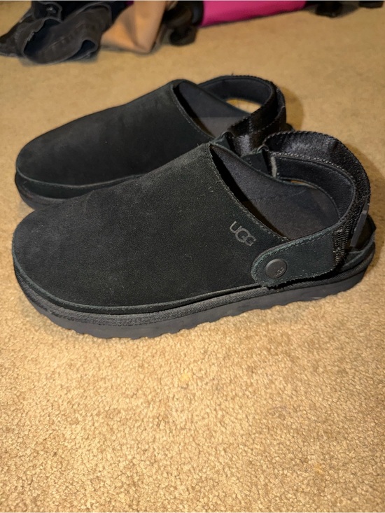 UGG Shoes - UGG Black Suede Slip-On Clog with Heel Strap